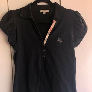 Burberry Puff Sleeve Polo Shirt Black Small